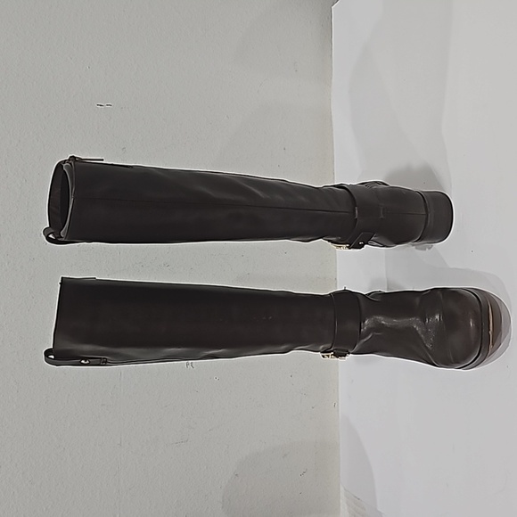 Michael Kors knee high boot Brown MK logo low heel Size 9 - Picture 4 of 11
